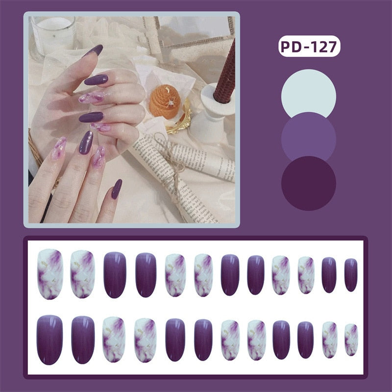 Short Wear Tips Nail False Patch - Orchid Unique