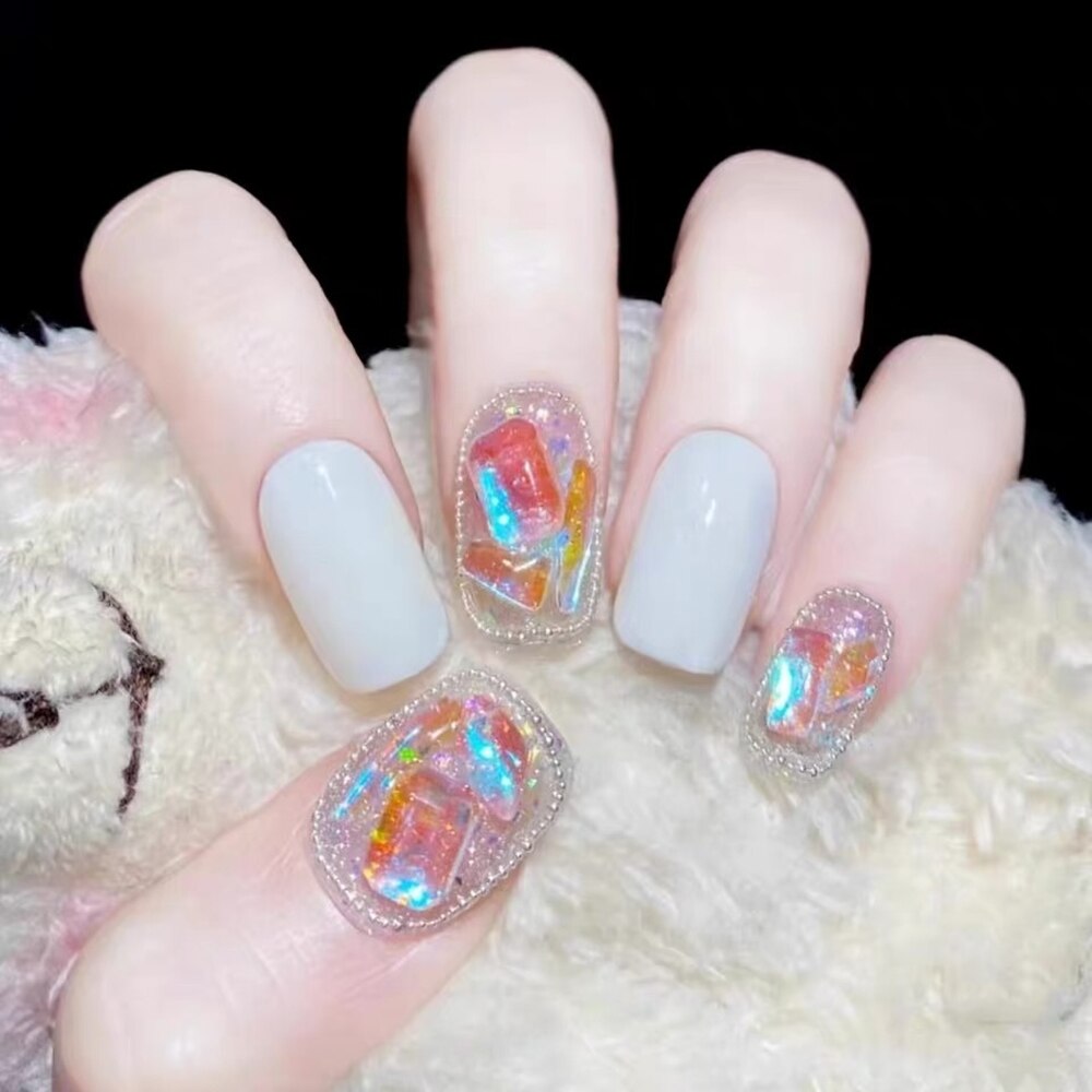 Short Fake Nails With Glue - Orchid Unique