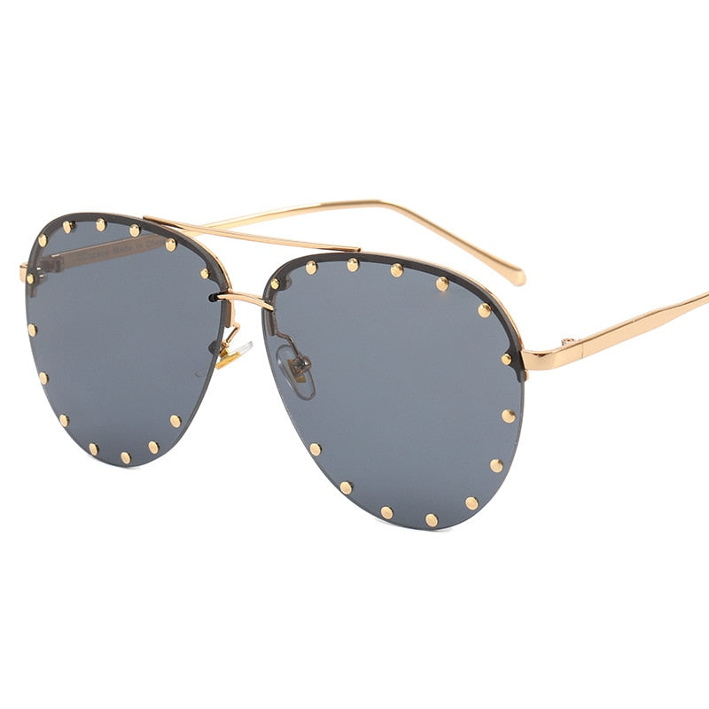 Metal Rivet Pilot Sunglasses - Orchid Unique