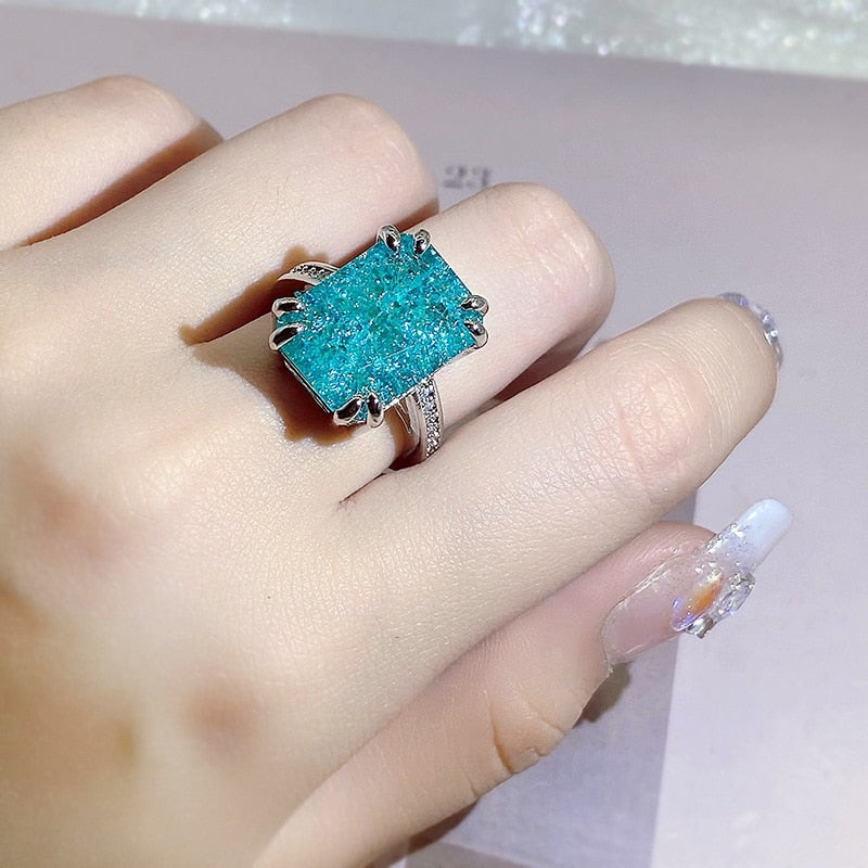Luxury Emerald Paraiba Gemstone Ring - Orchid Unique