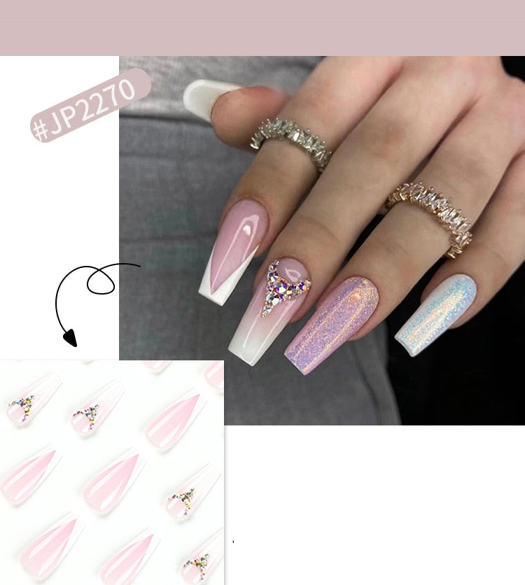 Long Coffin False Nails - Orchid Unique