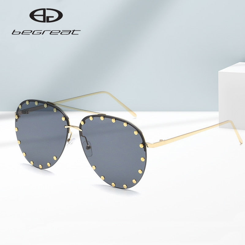 Metal Rivet Pilot Sunglasses - Orchid Unique