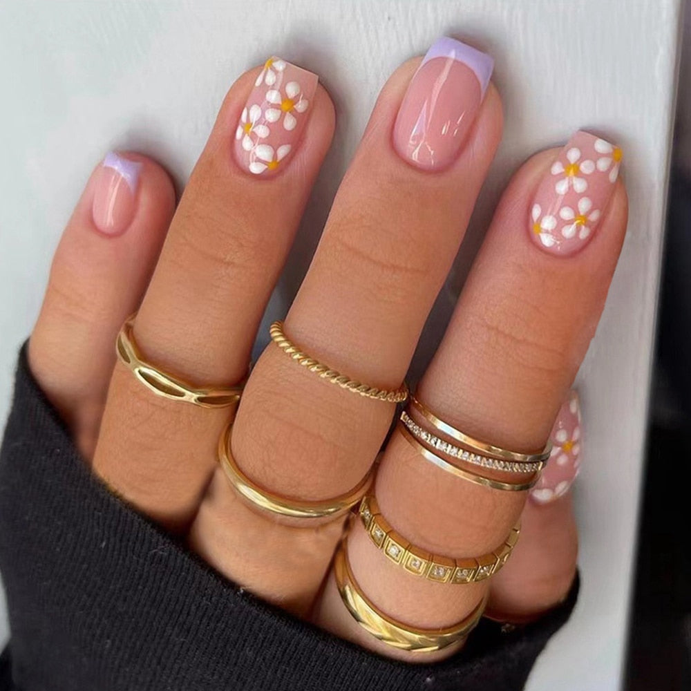 Short Round/Square Head False Nails - Orchid Unique
