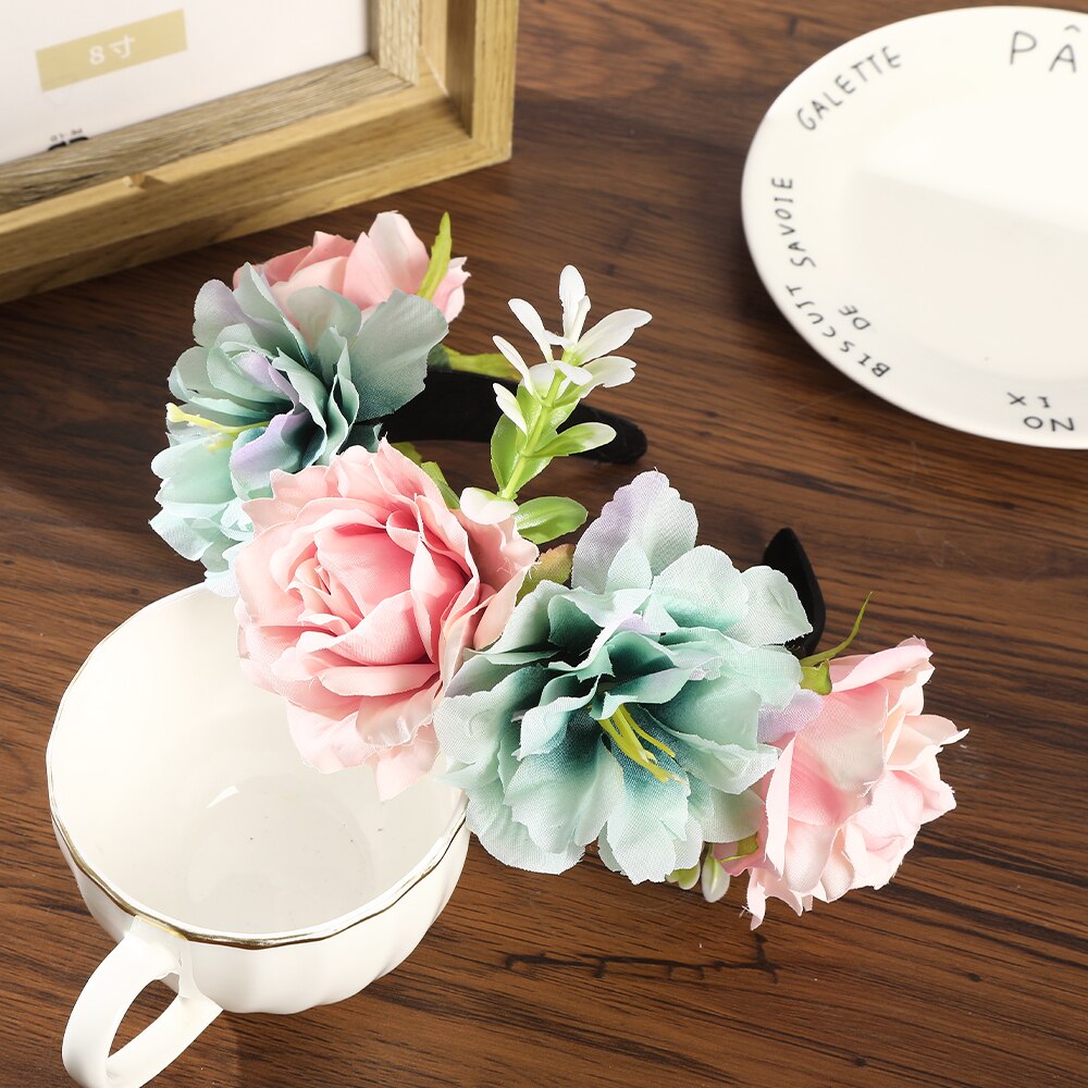 Haimeikang Colorful Flower Headband Fabric Princess Headdresses Girls Bride Headband Women Beach Wedding Hair Accessories - Orchid Unique