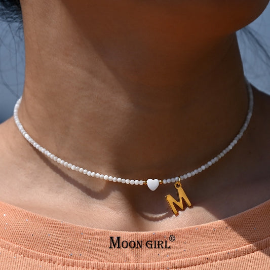 Stainless Steel Initial Heart Necklace - Orchid Unique