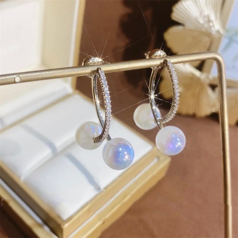 Crystal  Flower Pendant Earrings - Orchid Unique