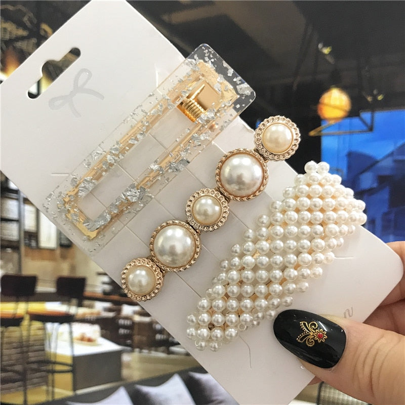 Handmade Pearls Hair Clips - Orchid Unique