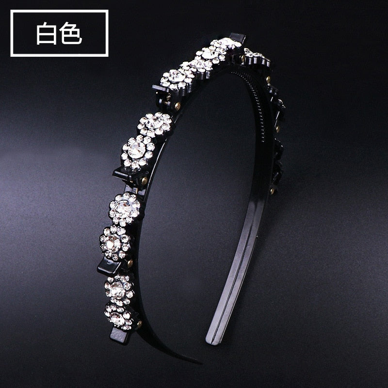 Fashion Pearl Non-Slip Rhinestone Hairbands Elastic Flower Women Hair Hoop Bands Headband Bezel Girls Hair Accessories Headdress - Orchid Unique