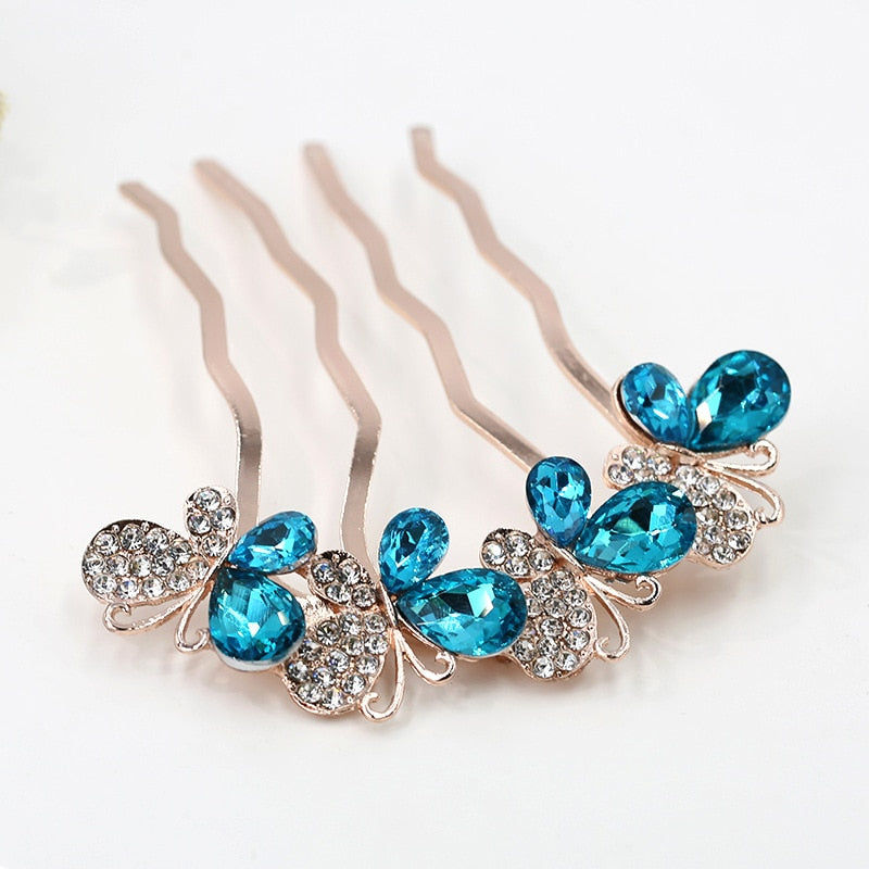 Crystal Flower Hair Combs - Orchid Unique