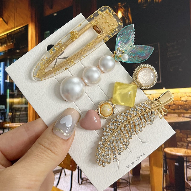 Fashion Pearl Acrylic Hair Clips - Orchid Unique