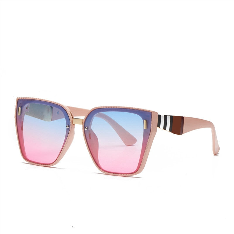 Fashion Square Gradient Mirror Sunglasses - Orchid Unique