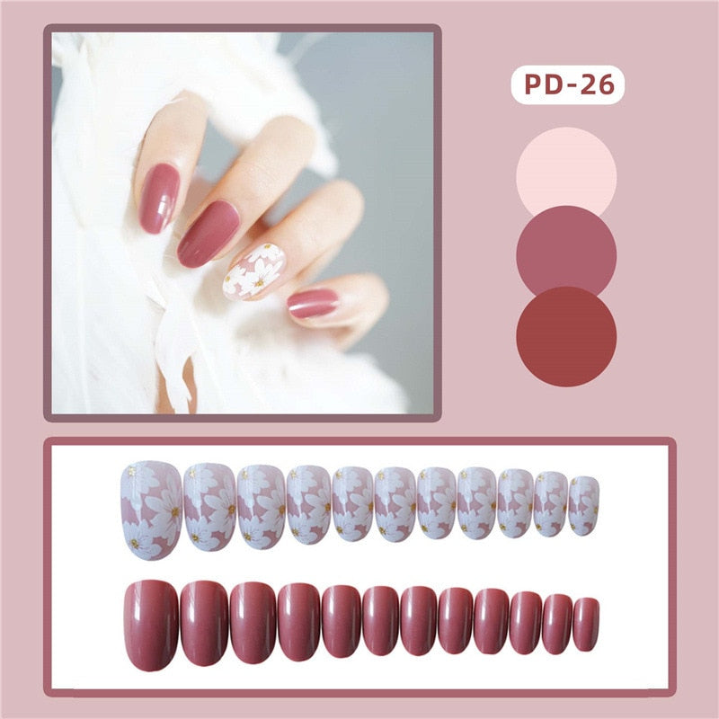 Short Wear Tips Nail False Patch - Orchid Unique