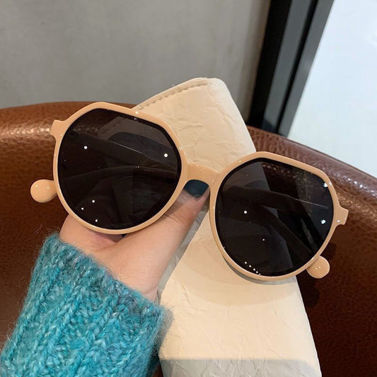 OLOEY Fashion Style All-match Trend Sunglasses Personalized Round Frame Sunglasses Ins Trend Candy Color Big Frame Sunglasses - Orchid Unique