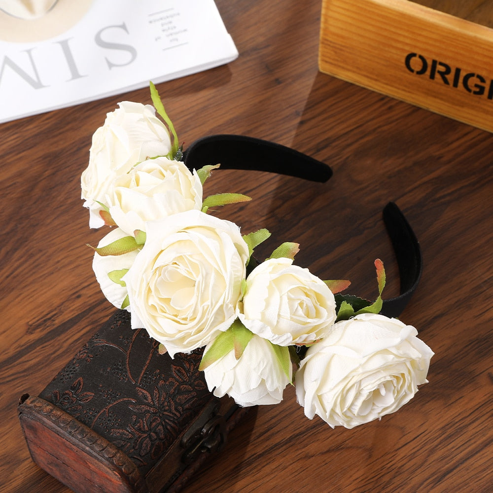 Haimeikang Colorful Flower Headband Fabric Princess Headdresses Girls Bride Headband Women Beach Wedding Hair Accessories - Orchid Unique