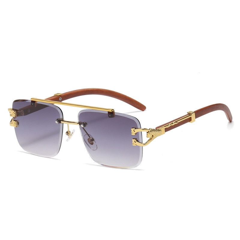 Retro Wood Printing Square Sunglasses - Orchid Unique