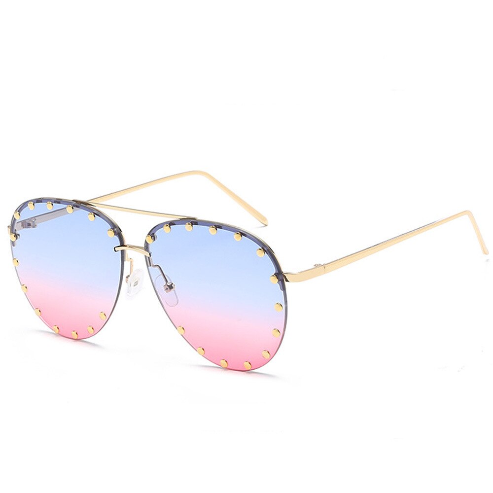 Metal Rivet Pilot Sunglasses - Orchid Unique