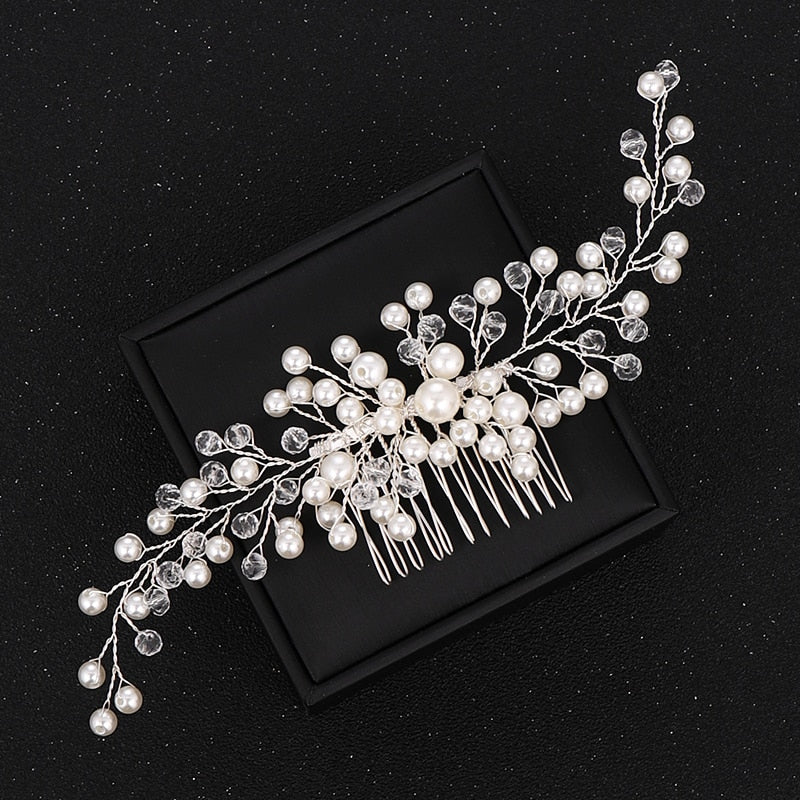 Wedding Hair Comb Pearl Hair Pins and Clips for Women Bride Rhinestone Headdress Bridal Hair Jewelry Accessories Fashion 2023 - Orchid Unique