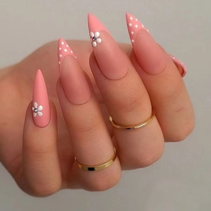 Almond Rhinestone False Nails - Orchid Unique