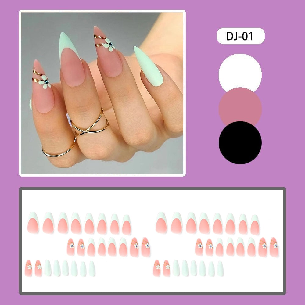 Long Stiletto False Nails - Orchid Unique