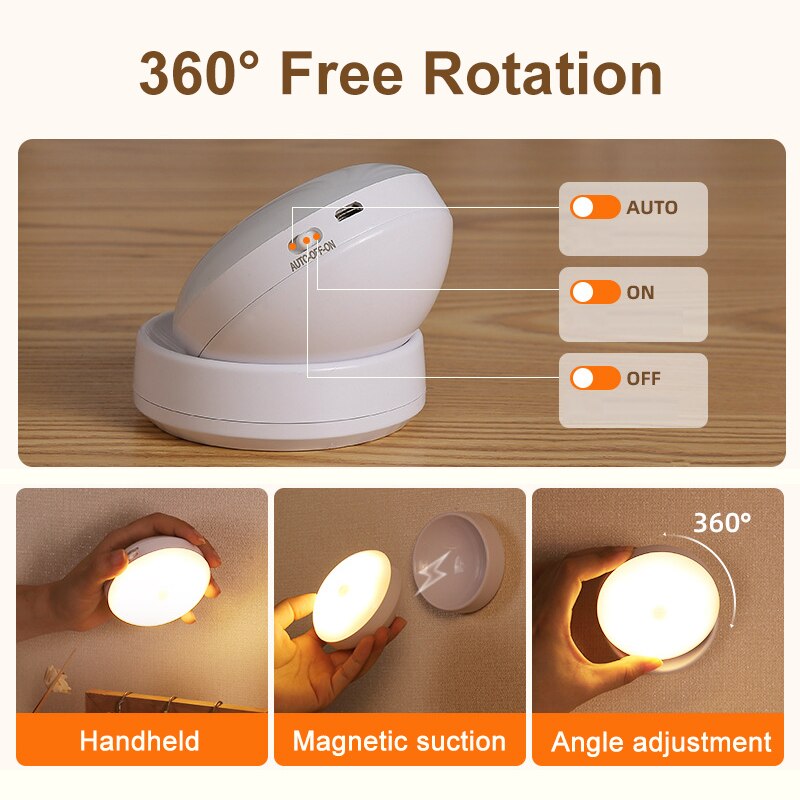 Wireless Round Motion Sensor LED Night Light - Orchid Unique