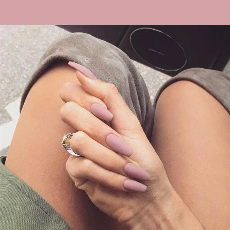 Short Coffin Fake Nails - Orchid Unique