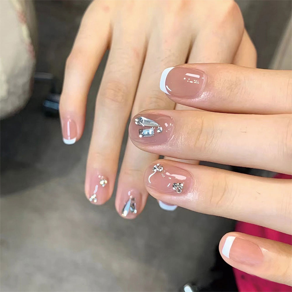 Rhinestone Design Artificial Nails - Orchid Unique
