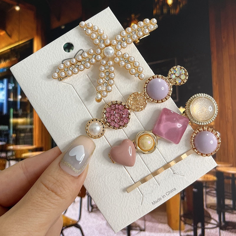 Fashion Pearl Acrylic Hair Clips - Orchid Unique