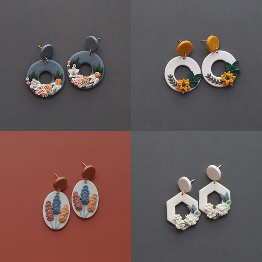 Handmade Crafts Molded Floral Earrings - Orchid Unique