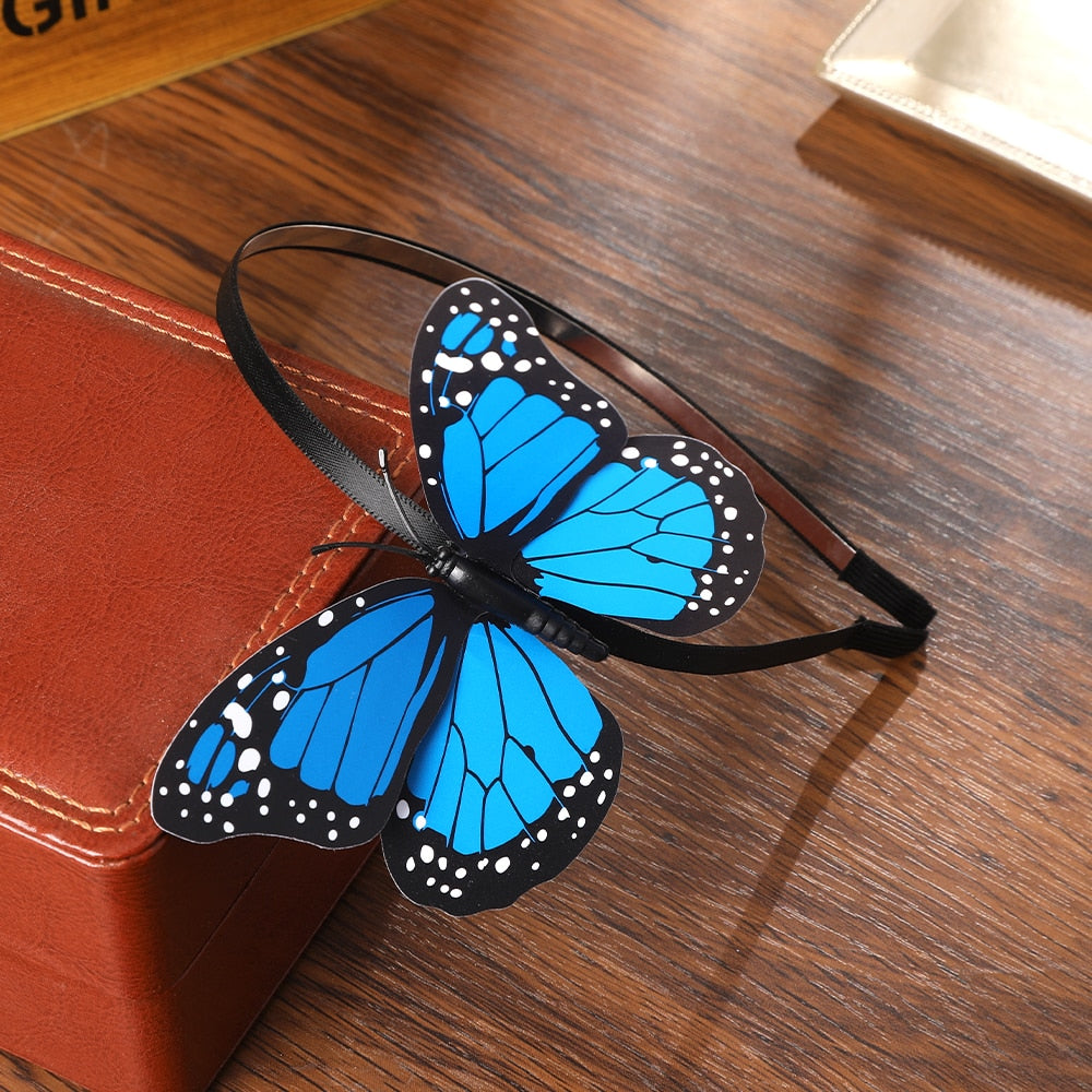 Haimeikang Handmade Blue Butterfly Headband Big Ladies Costume Hair Accessories Show Ladies Tea Show Hairband Headpieces - Orchid Unique