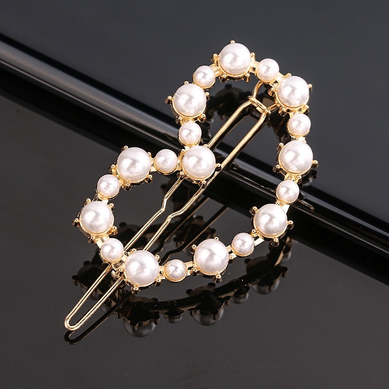 Fashion Pearl Hair Clip Women Girls Elegant Design Triangular Star Round Hairpin Barrette Hair Pins Ponytail Hair Accessories - Orchid Unique