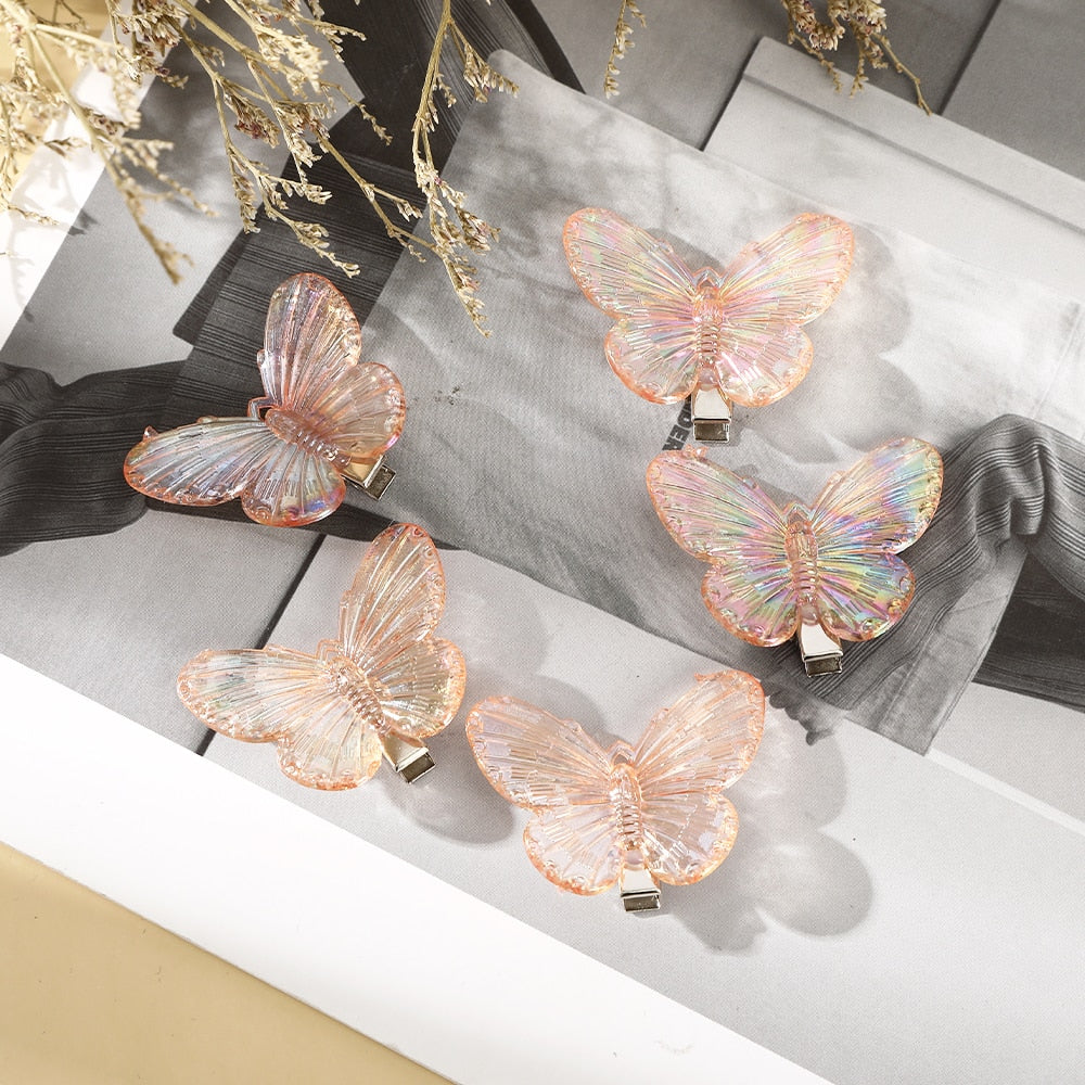 Transparent Butterfly Pink Hairpin - Orchid Unique