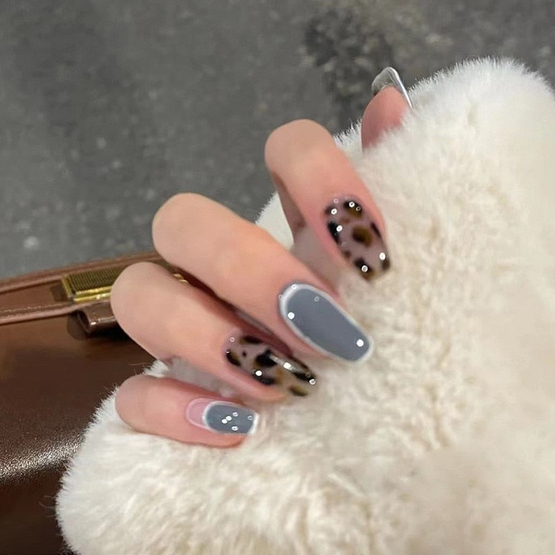 False Nails Coffin Almond Artificial Fake Nails - Orchid Unique
