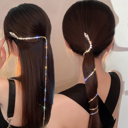 Full Rhinestone Snake Hair Band - Orchid Unique