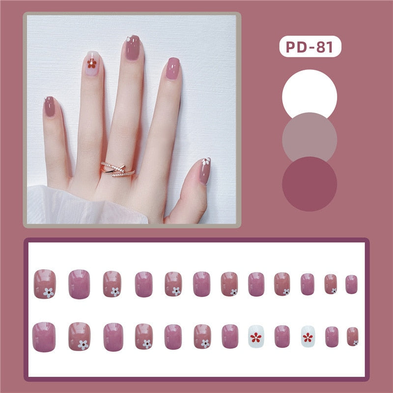 Short Wear Tips Nail False Patch - Orchid Unique