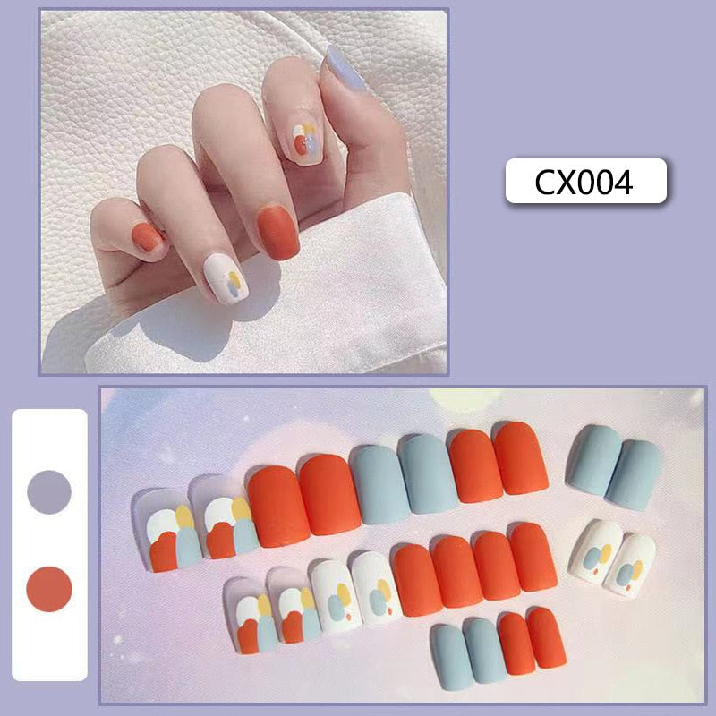 Short Reusable Fake Nails Press on - Orchid Unique