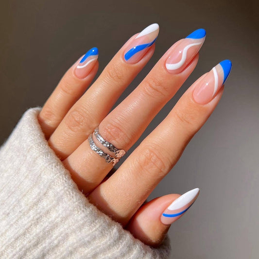 Almond Round Wavy False Nails - Orchid Unique