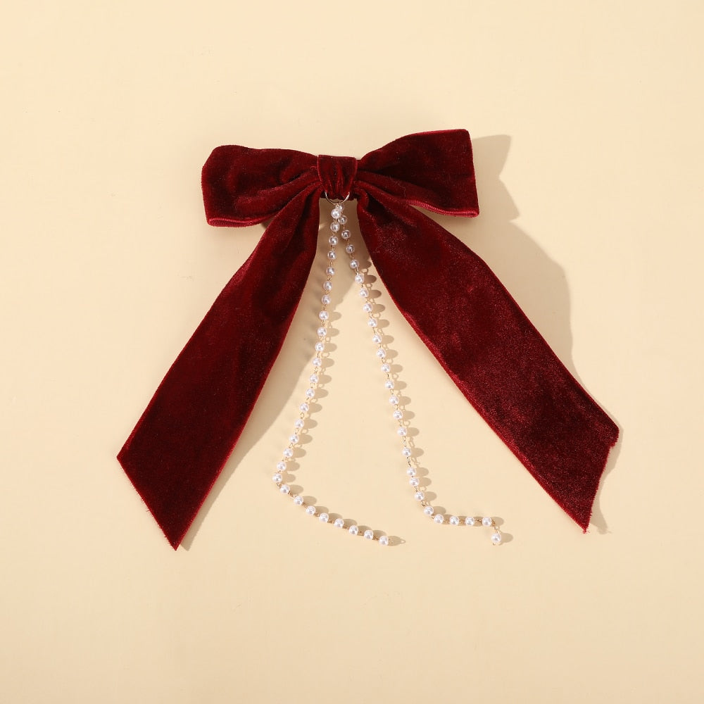 Vintage Bow Pearl Chain Hairpins - Orchid Unique
