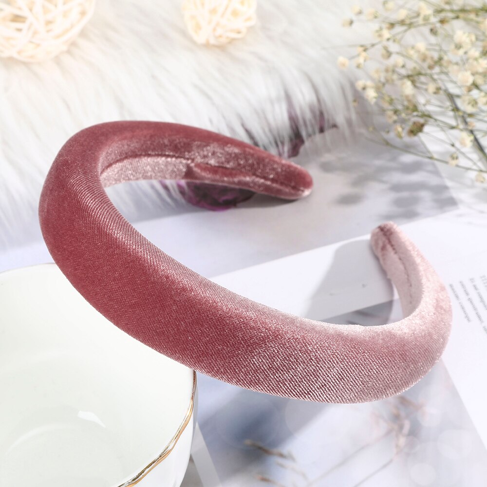 Haimeikang Solid Color Velvet Headband Hair Bands Winter New Sponge Hair Hoop Bezel Headbands For Women Fashion Hair Accessories - Orchid Unique