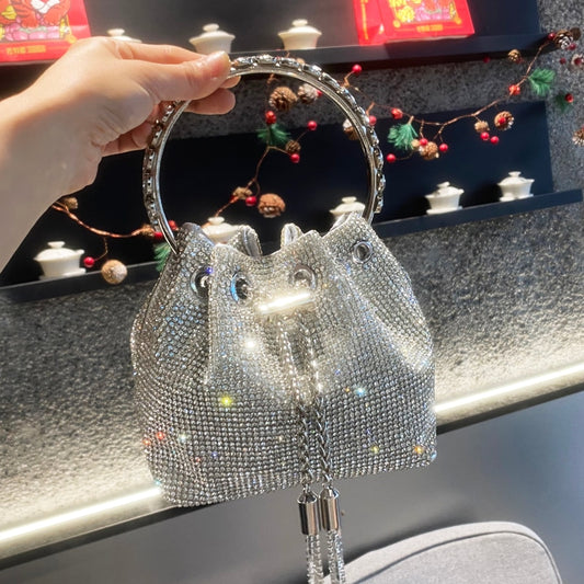 purses and handbags bags for women luxury Designer bucket clutch purse evening banquet bag Crystal rhinestone shoulder bag - Orchid Unique