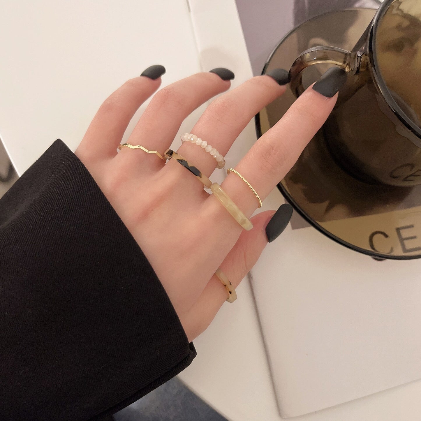 3pcs/set Acrylic Ring Set - Orchid Unique
