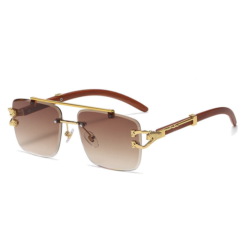 Retro Wood Printing Square Sunglasses - Orchid Unique