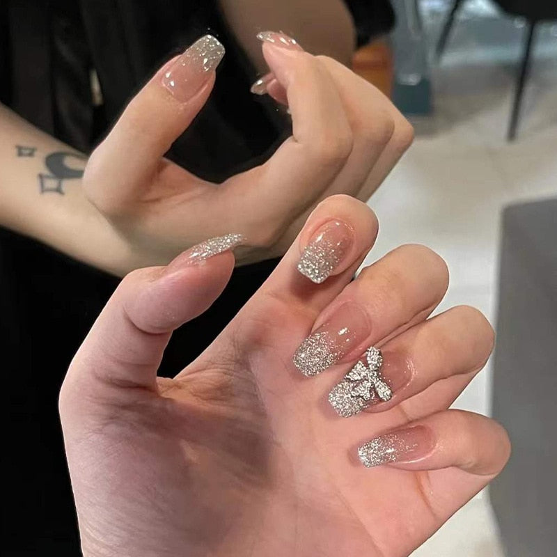 False Nails Coffin Almond Artificial Fake Nails - Orchid Unique