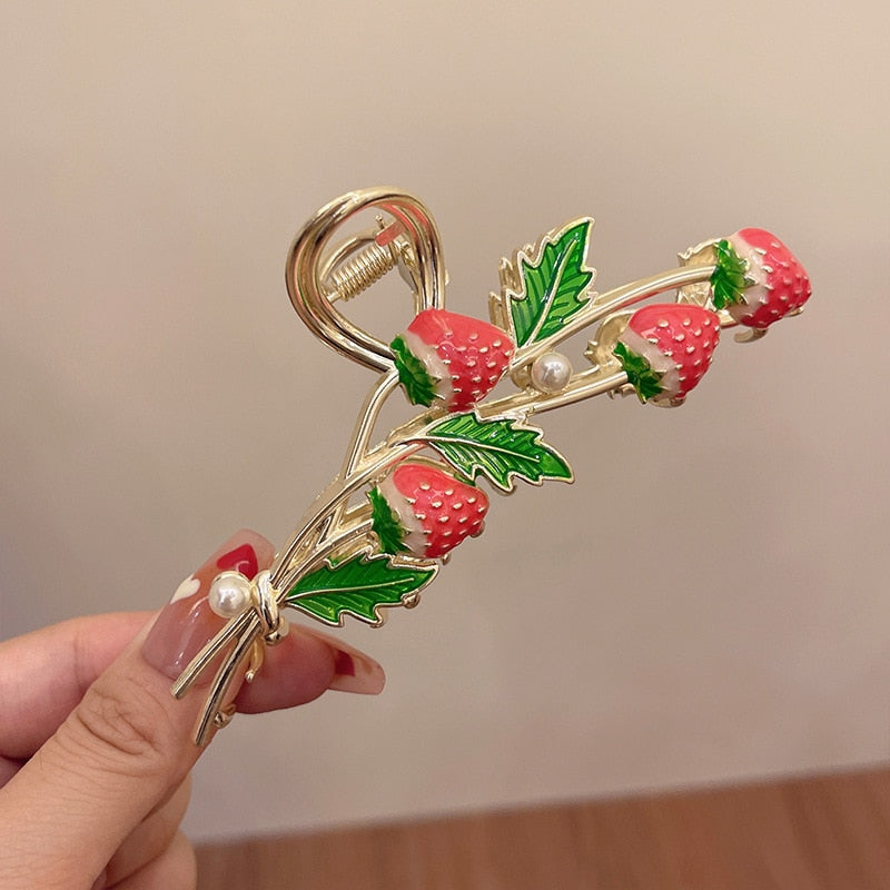 New Women Metal Hair Claw Elegant Gold Flowers Hair Clips Barrette Crab Headband Ponytail Clip Headwear hair accessories tiara - Orchid Unique