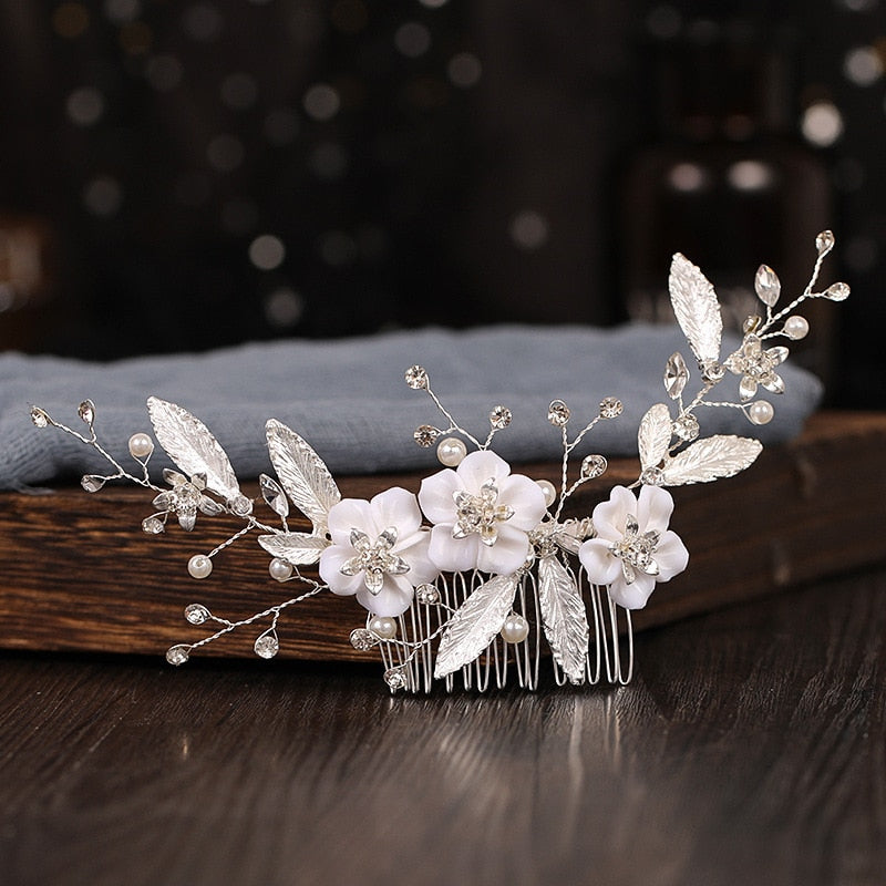 Wedding Hair Comb Pearl Hair Pins and Clips for Women Bride Rhinestone Headdress Bridal Hair Jewelry Accessories Fashion 2023 - Orchid Unique