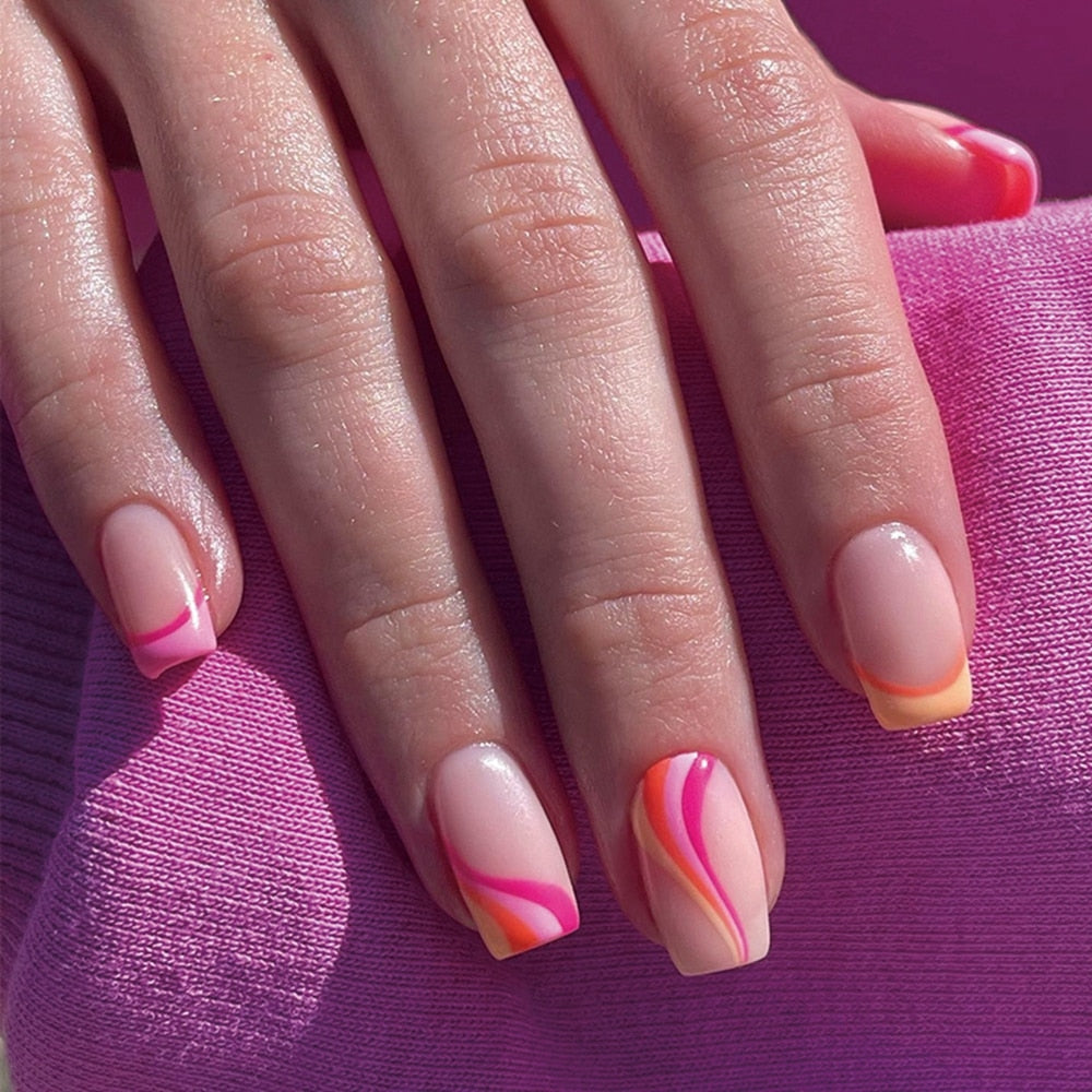 Short Round/Square Head False Nails - Orchid Unique