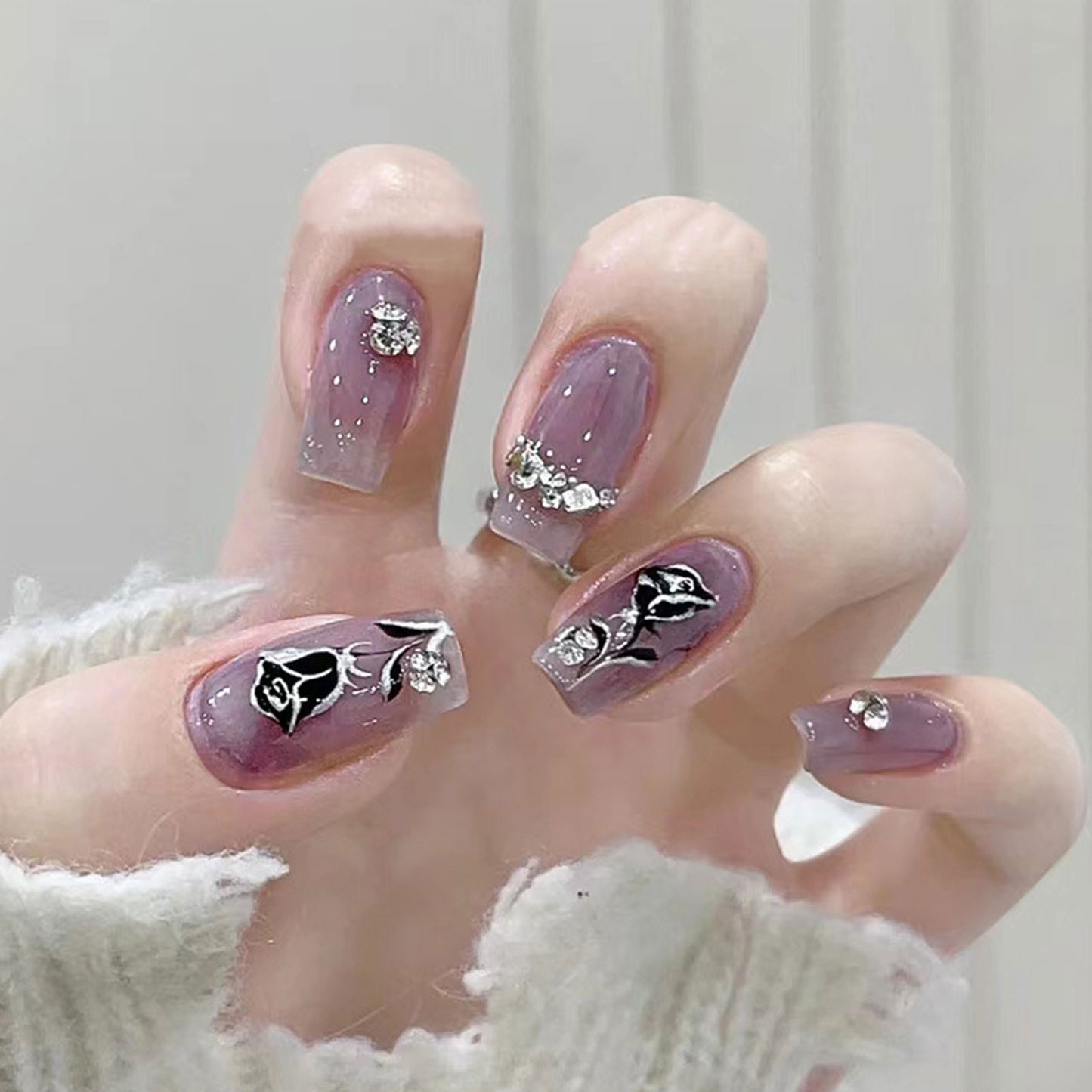 Short Fake Nails With Glue - Orchid Unique
