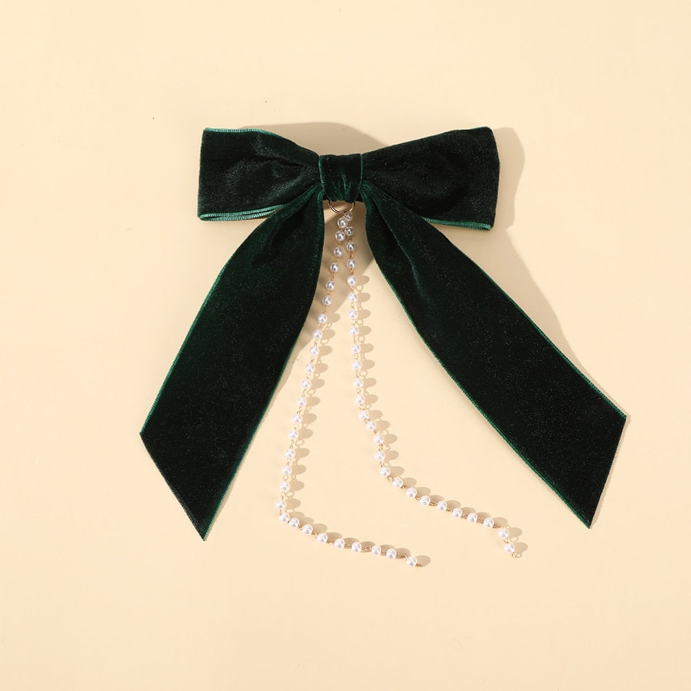 Vintage Bow Pearl Chain Hairpins - Orchid Unique