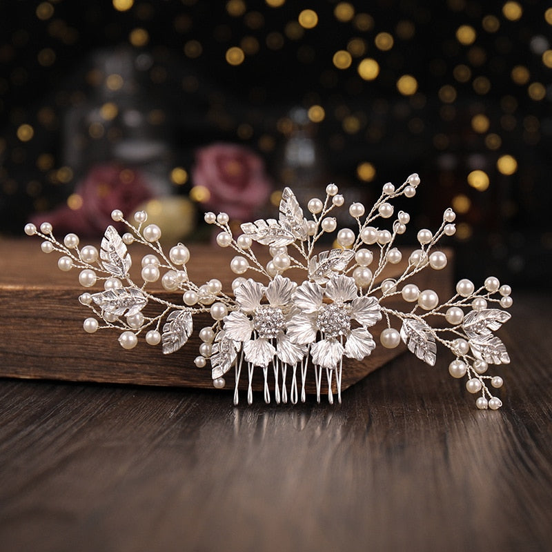 Wedding Hair Comb Pearl Hair Pins and Clips for Women Bride Rhinestone Headdress Bridal Hair Jewelry Accessories Fashion 2023 - Orchid Unique