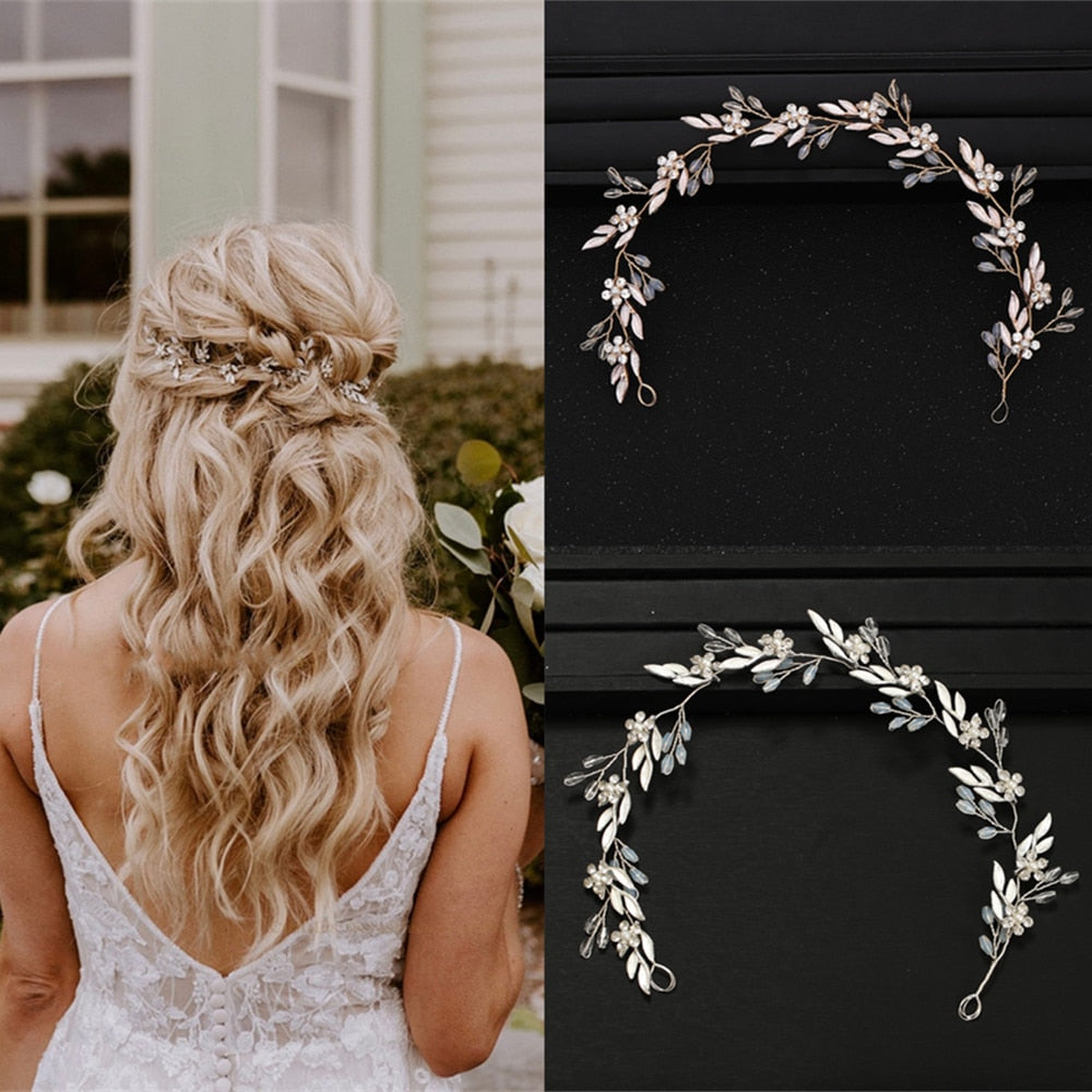 Wedding Crystal Flower Headband Tiara Hairband For Women Bride Queen Party Wedding Bridal Hair Accessories Jewelry Band Gift - Orchid Unique