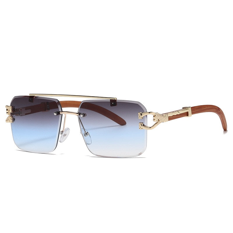 Retro Wood Printing Square Sunglasses - Orchid Unique